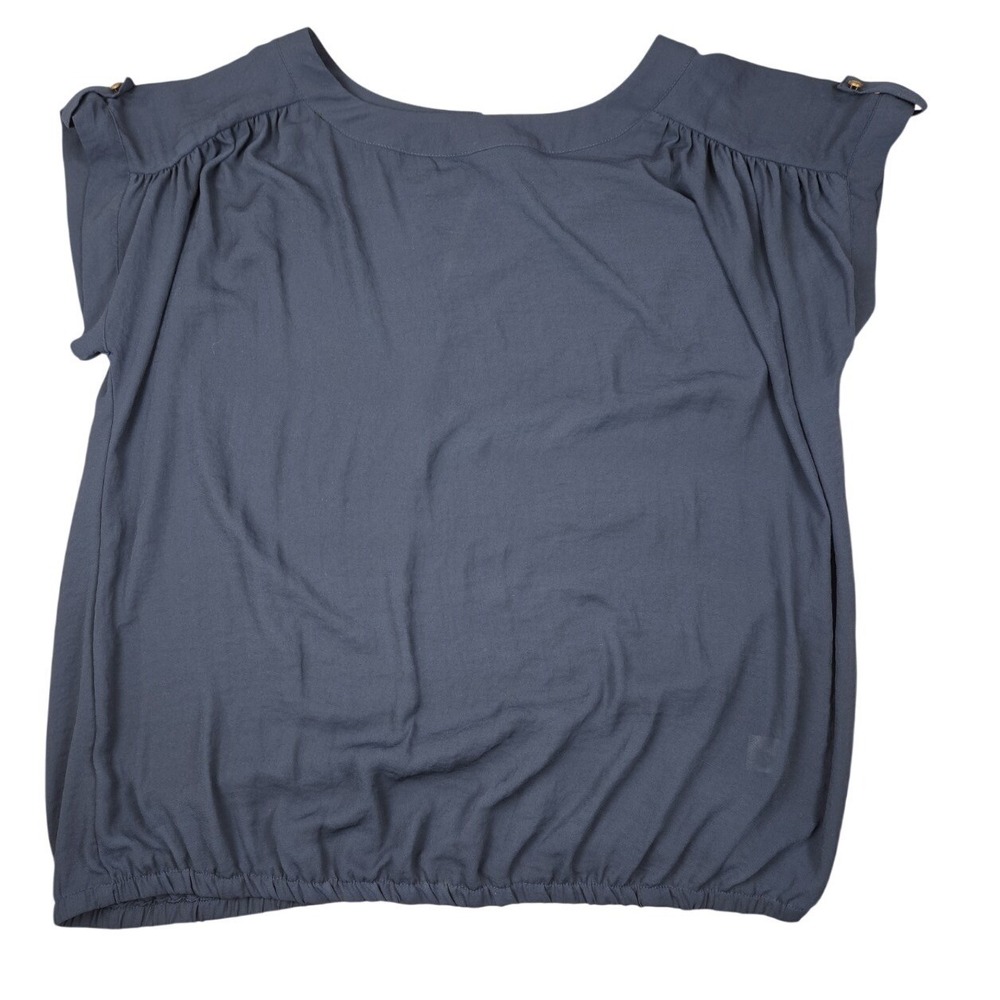 JCPenney Navy Short Sleeve Sheer Blouse‎ Cinched Hem Top SIZE 1X  NEW
